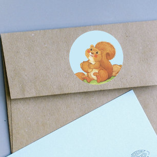 Adesivo Redondo Loucos adoráveis bonitos do esquilo