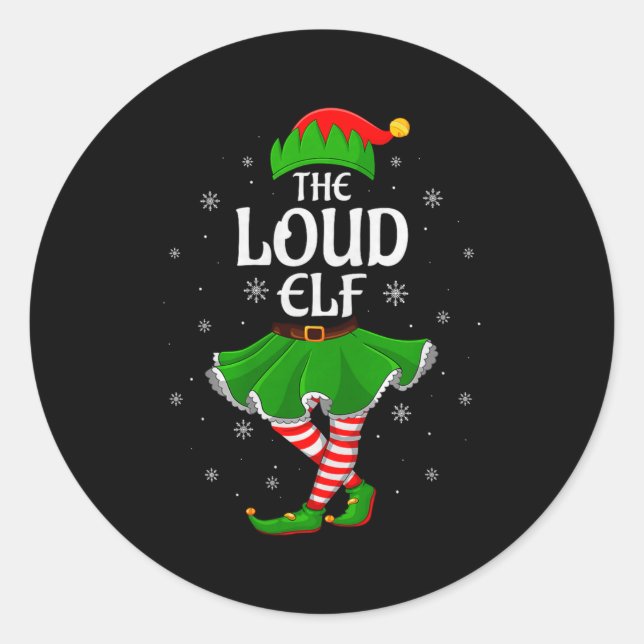 Adesivo Redondo Loud Elf Christmas Family Girls Women Elf Squad Xm (Frente)