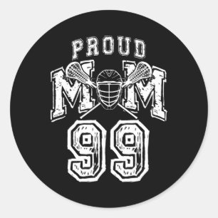 Adesivo Redondo Loud Proud Lacrosse Mãe Jogador Numérico 99 Mama F