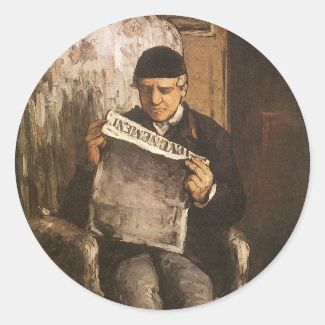 Adesivo Redondo Louis Auguste Cezanne Pai Da Leitura Artista (Frente)