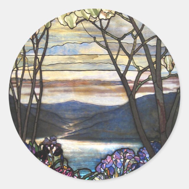 Adesivo Redondo Louis Comfort Tiffany - Vidro Estreito 4 Magnolias (Frente)