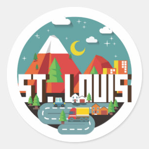 Adesivo Redondo Louis, Missouri Geometric Design
