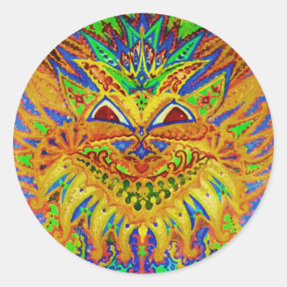 Adesivo Redondo Louis Wain - Blue Paisley Cat
