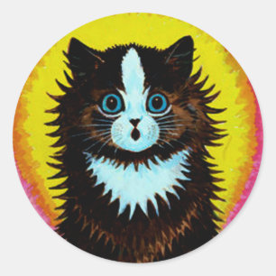 Adesivo Redondo Louis Wain Psychedelic Cat Sticker