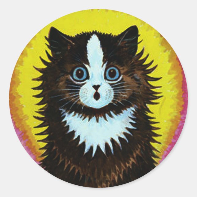 Adesivo Redondo Louis Wain Psychedelic Cat Sticker (Frente)