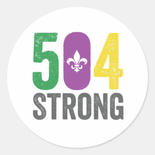 Adesivo Redondo Louisiana Strong 504 NOLA Forte Mardi Gras