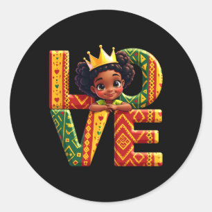 Adesivo Redondo Love African American Toddler Girls Black History