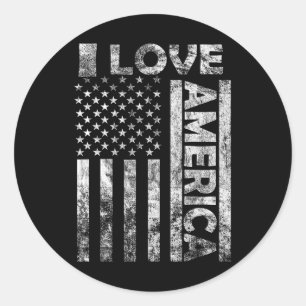 Adesivo Redondo Love America Shirt Usa Flag 4 de julho Independênc