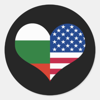 Adesivo Redondo Love American/USA and Bulgaria Flag