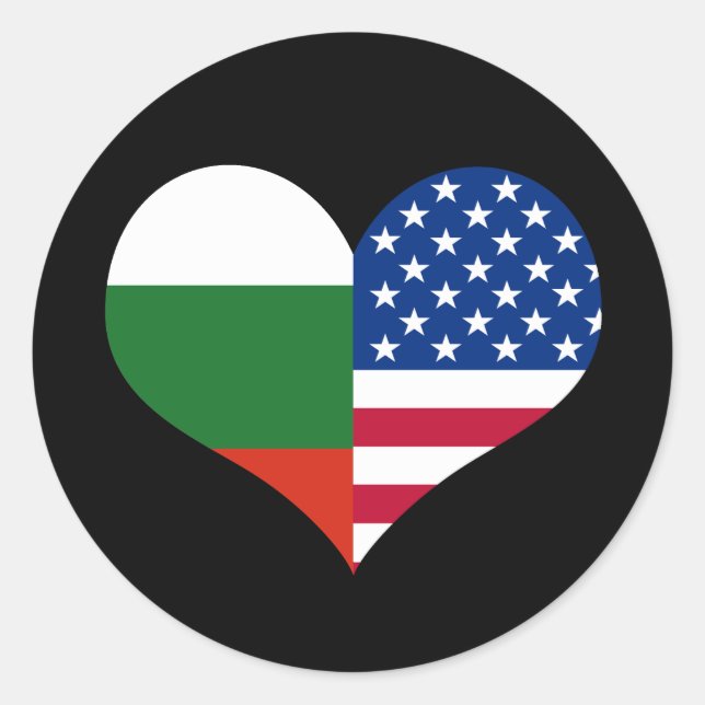 Adesivo Redondo Love American/USA and Bulgaria Flag (Frente)