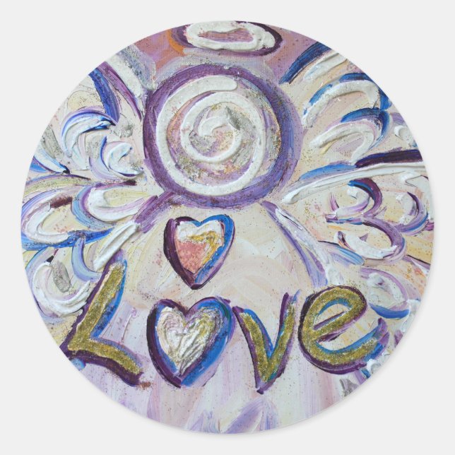 Adesivo Redondo Love Angel Inspiron Word - Autocolantes personaliz (Frente)