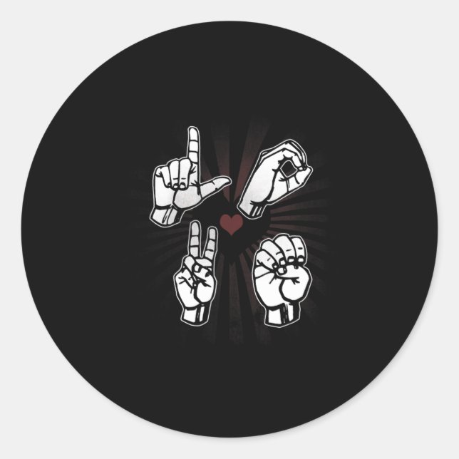 Adesivo Redondo Love ASL Sign language Dia de os namorados 2021 Gi (Frente)