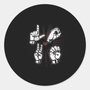 Adesivo Redondo Love ASL Sign language Dia de os namorados 2021 Gi