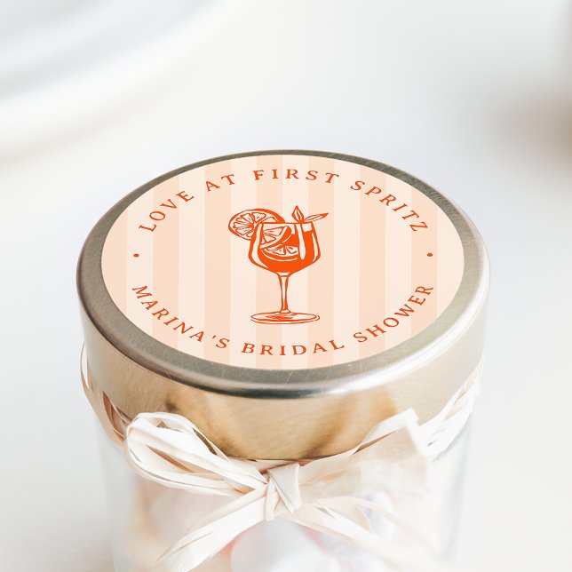 Adesivo Redondo Love at First Spritz Bridal Shower Favor (Criador carregado)
