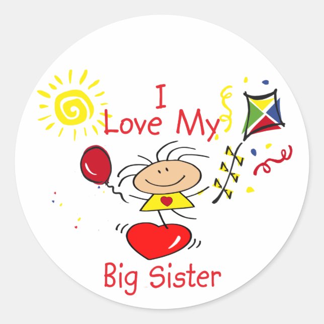 Adesivo Redondo Love Big Sister Stick (Frente)