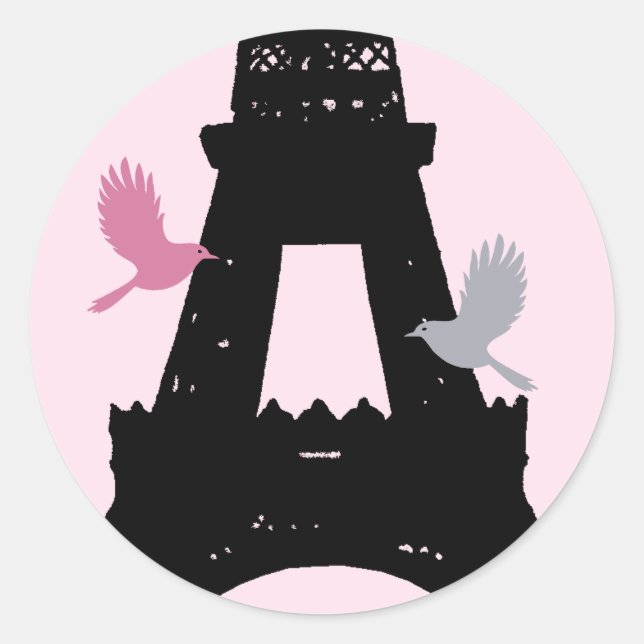 Adesivo Redondo Love Birds Sticker (rosa) (Frente)