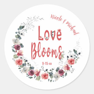 Adesivo Redondo Love Blooms Personalizado Noiva Noiva Casada