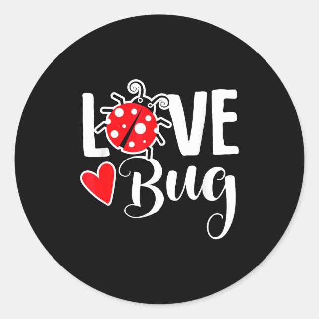Adesivo Redondo Love Bug Cute Valentine's Day Party Ladybug  (Frente)