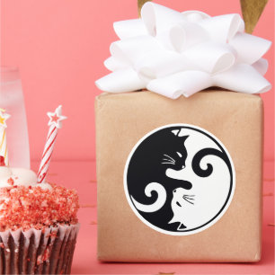 Adesivo Redondo Love Cats Ying Yang