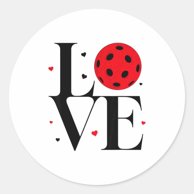 Adesivo Redondo Love Ckleball Valentines Day Cute Red Heart  (Frente)