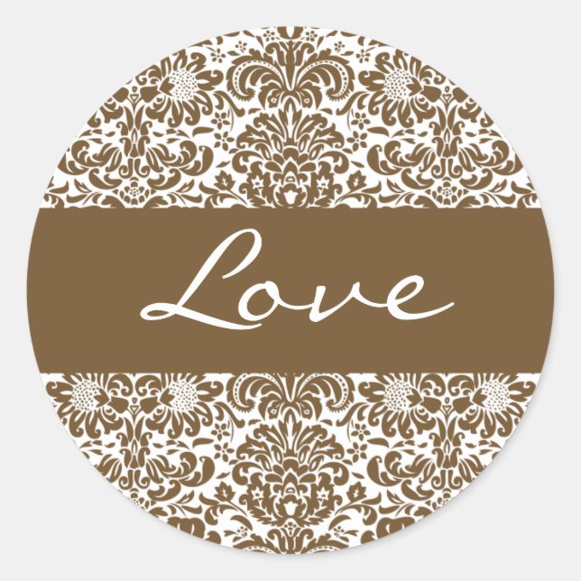 Adesivo Redondo Love Damask Envelope Sticker Seal (Frente)