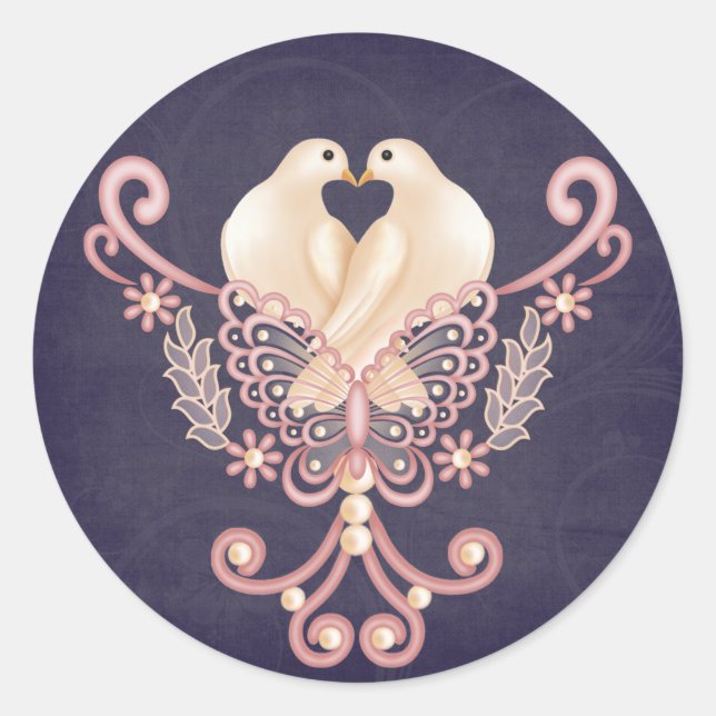 Adesivo Redondo Love Doves (Frente)