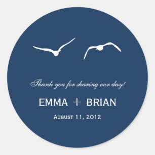 Adesivo Redondo Love Dovs Favor Sticker /Envelope Seal - Marinho