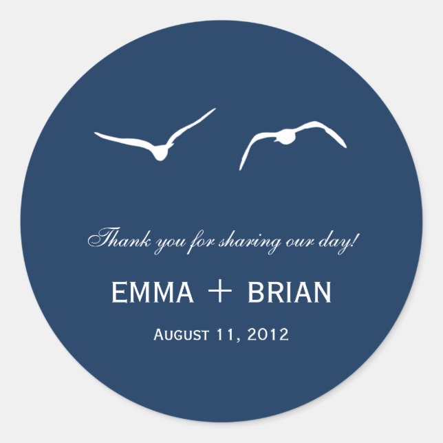 Adesivo Redondo Love Dovs Favor Sticker /Envelope Seal - Marinho (Frente)