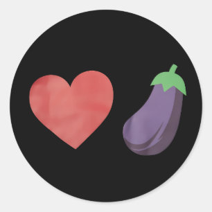 Adesivo Redondo Love EggPlant Engraçado Gay LGBTQ Prid