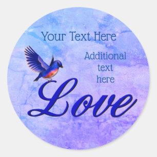 Adesivo Redondo Love Elegant Bluebird Personalizado