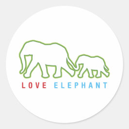 Adesivo Redondo Love Elephant