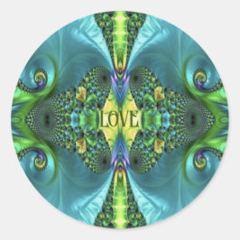 Adesivo Redondo Love Flowers Trippy Batik Art
