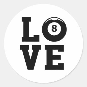 Adesivo Redondo Love Graphic Piscina Billard Snooker Billard Cue 8