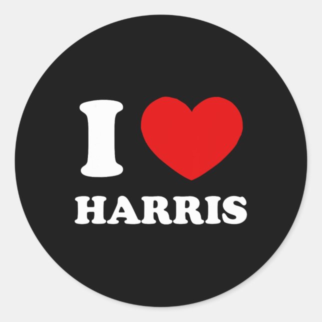 Adesivo Redondo Love Harris I Heart Harris Funny First Name Harris (Frente)