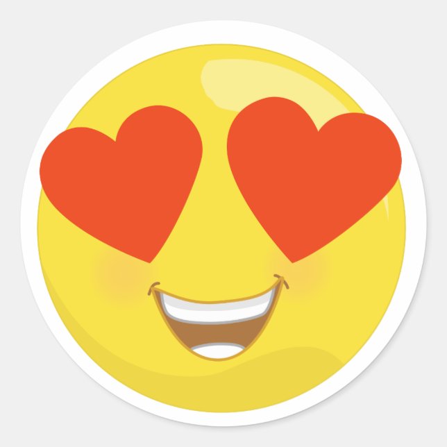 Adesivo Redondo Love Heart Eyed Emoji Stickers (Frente)