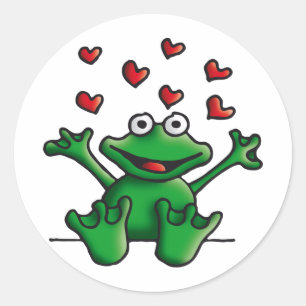 Adesivo Redondo love heart frog