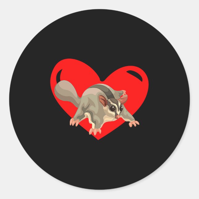 Adesivo Redondo Love Heart Graphic Valentines Day Sugar Glider Bo  (Frente)