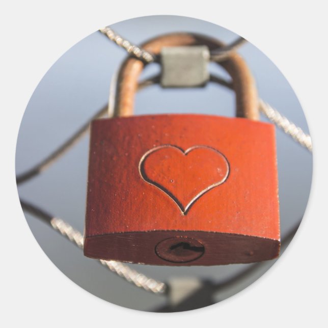 Adesivo Redondo Love Heart Padlock (Frente)