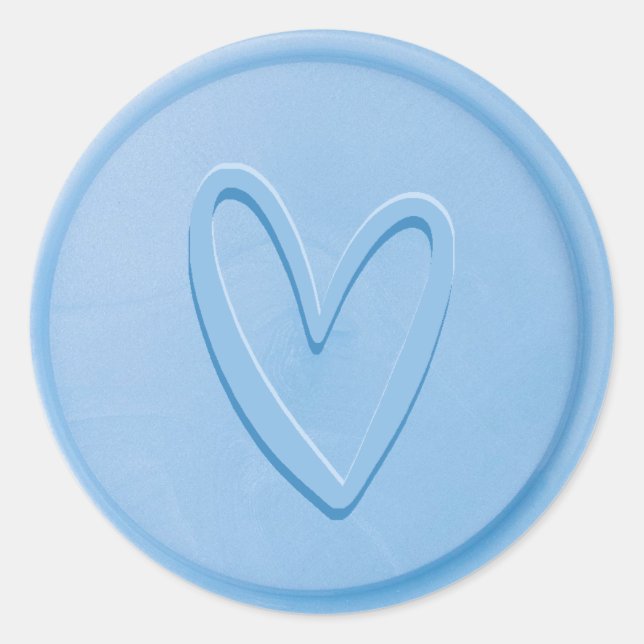 Adesivo Redondo Love Heart Sky Blue Wax Seal Sticker (Frente)