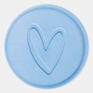 Adesivo Redondo Love Heart Sky Blue Wax Seal Sticker
