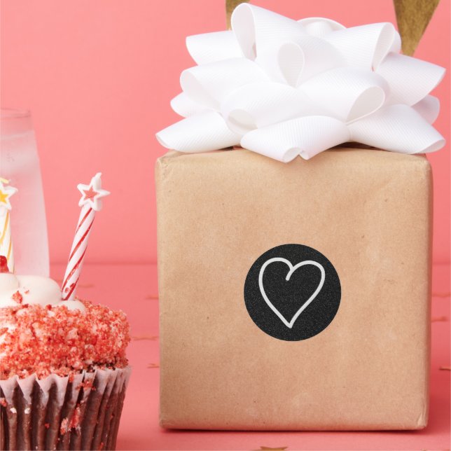 Adesivo Redondo Love Heart White Glitter Dia de os namorados Class (Festa)