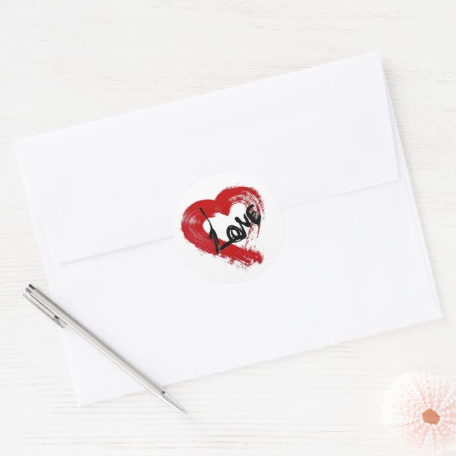 Adesivo Redondo Love Hearts Sticker (Envelope)