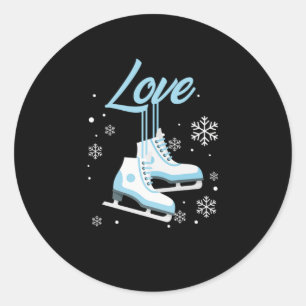 Adesivo Redondo Love Ice Skating Winter Sports Gift
