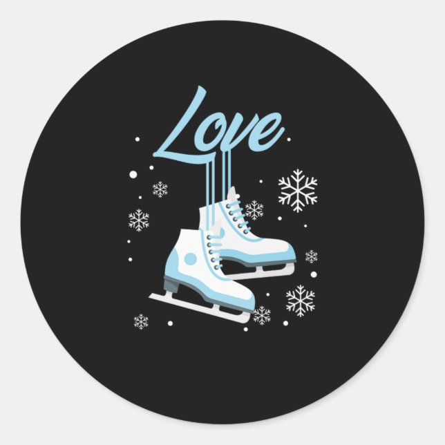 Adesivo Redondo Love Ice Skating Winter Sports Gift (Frente)