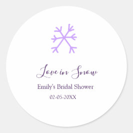 Adesivo Redondo Love in Snow bridal shower purple snowflakes paste
