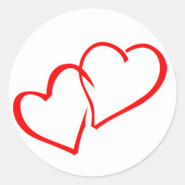 Adesivo Redondo Love Intertwined Red Heart Sticker / Seal