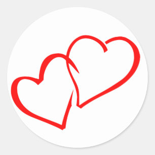 Adesivo Redondo Love Intertwined Red Heart Sticker / Seal