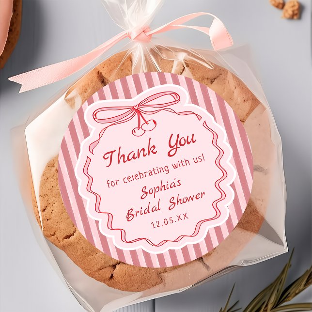 Adesivo Redondo Love is in the Air Bow Bridal Shower Sticker (Criador carregado)