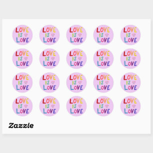 Adesivo Redondo LOVE IS LOVE Rainbow Handlettering Set of of