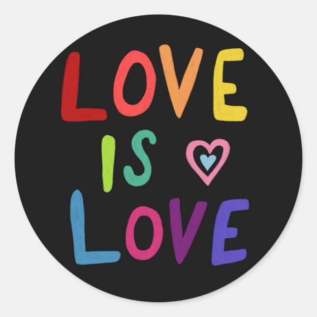 Adesivo Redondo LOVE IS LOVE Rainbow Handlettering Set of of (Frente)